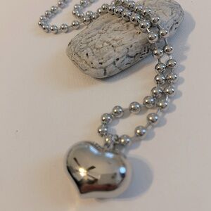 New heart puff necklace, ball chain necklace, heart necklace, love necklace